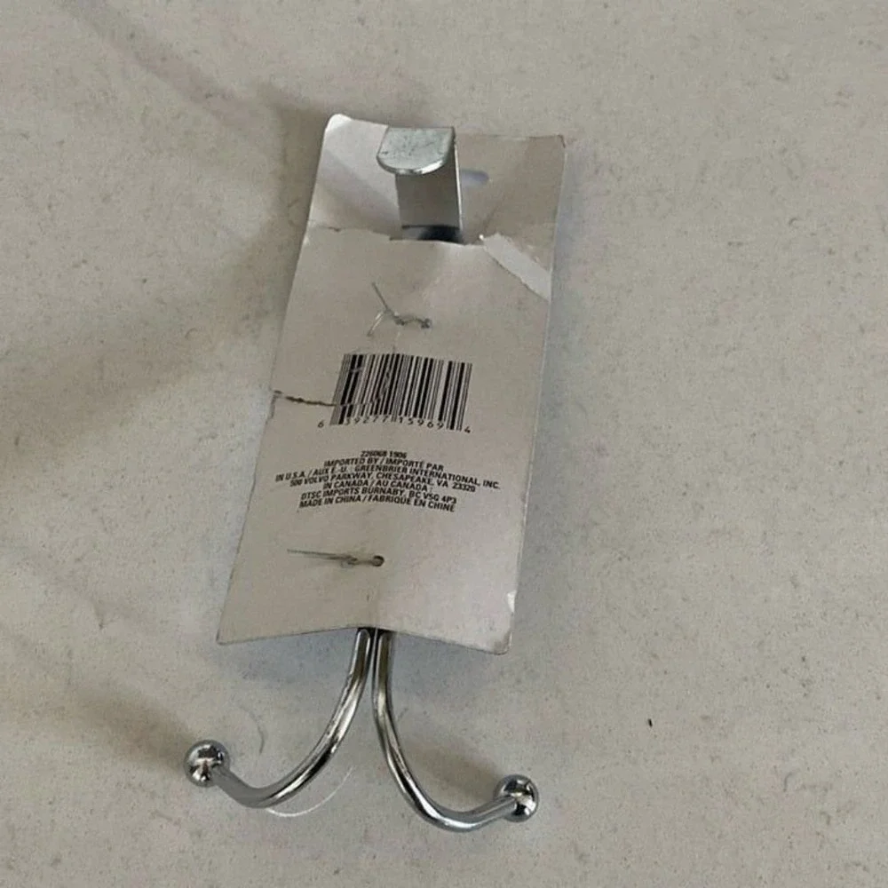 Essentials Over-the-Door Double Hooks New Chrome Plated Silver Color